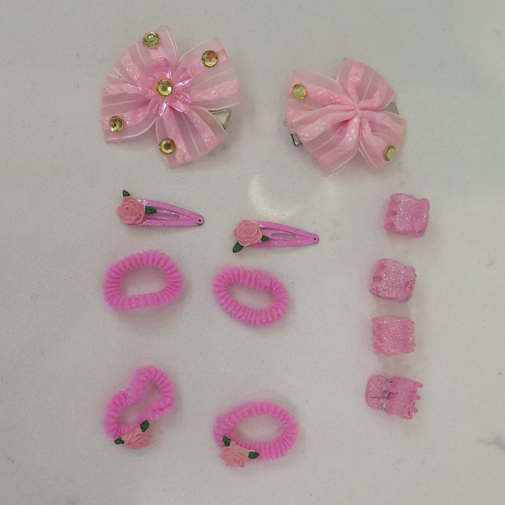Selection of pink hair accessories